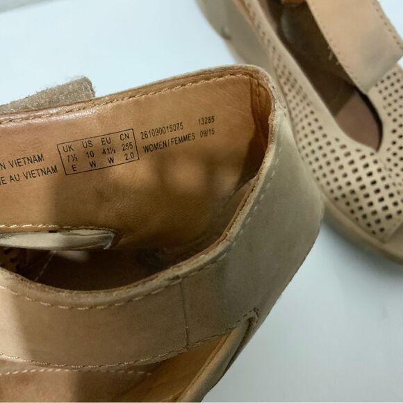 Clarks Reedly Waylin Leather Strap Wedges Heels Sandals 10W - Picture 7 of 10